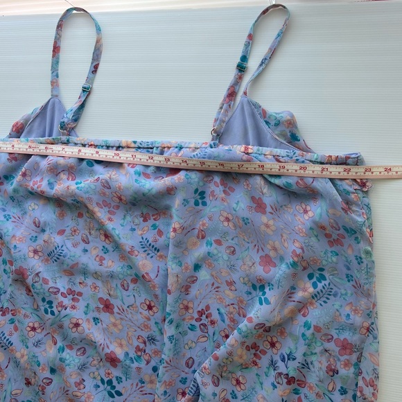 City Chic Cami Top Floral Blue Multi Lightweight Lined Ruffle Plus Size XL 22 - Picture 6 of 9